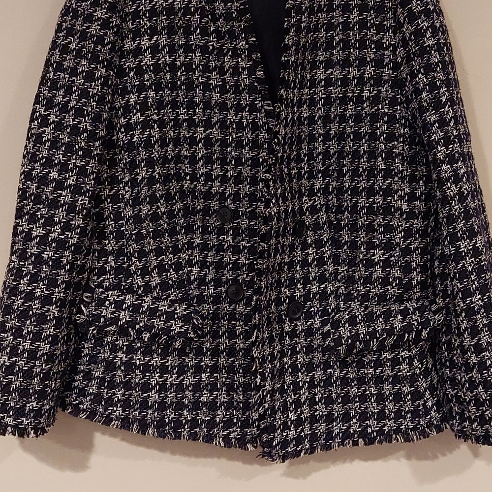 Ann Taylor Navy and White Tweed Blazer